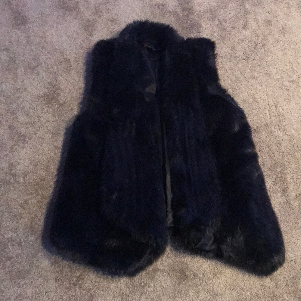 Black faux-fur vest